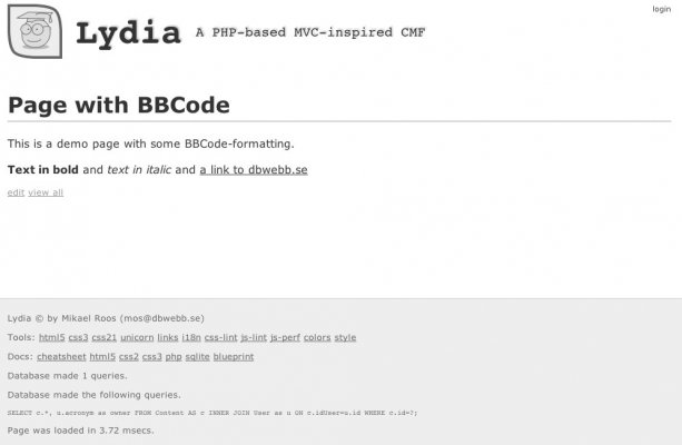 Innehållet visas som en webbsida och formatteras med bbcode.
