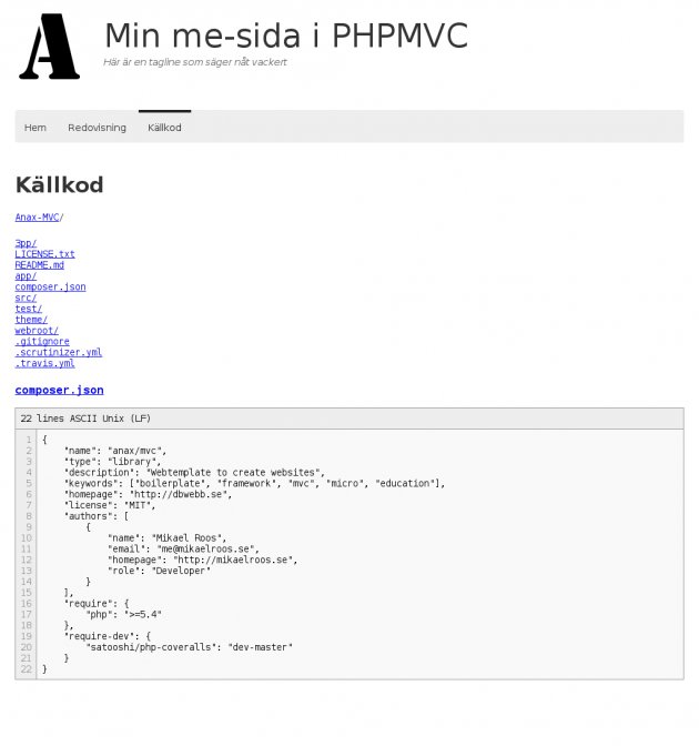 Sidan som visar källkod fungerar.