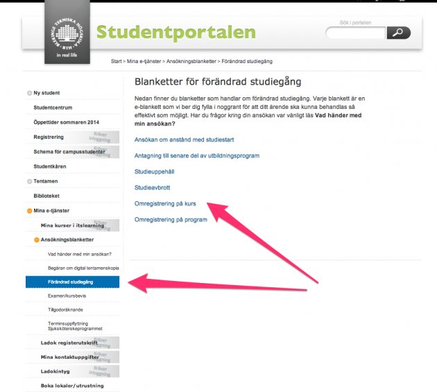 Omregistrera dig via studentportalen