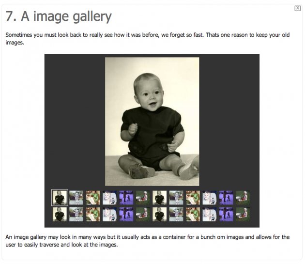Under paket sju döljer sig ett galleri med jQuery.