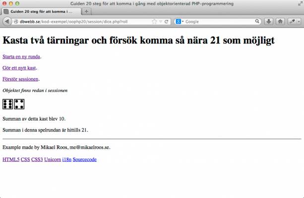 Spela 21 med en tärningshand är en av övningarna som finns med i detta kursmoment.