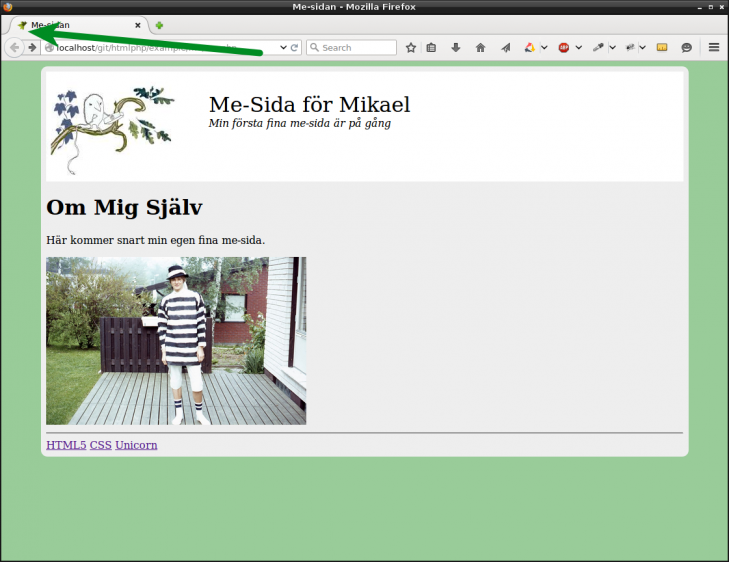 Me-sida nu med en favicon.