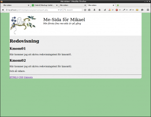 Redovisnings-delen av me-sidan.