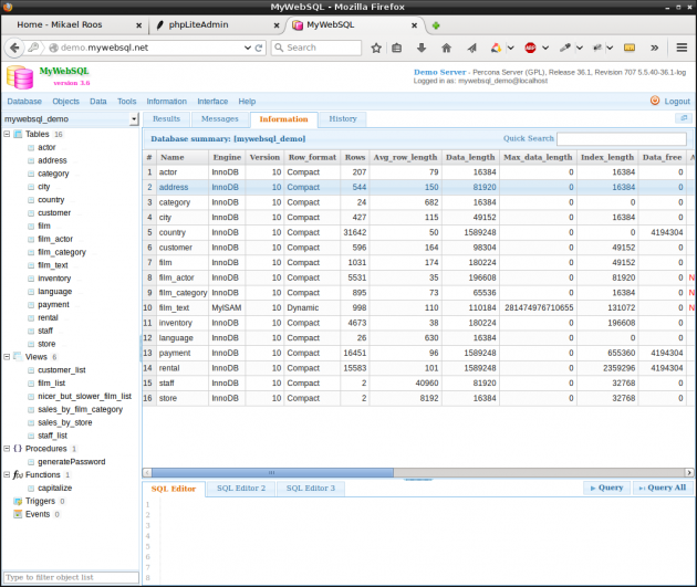 MyWebSQL är ett alternativ till phpliteadmin.