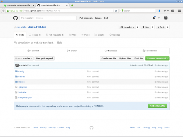 Anax Flat med me-sida på GitHub.