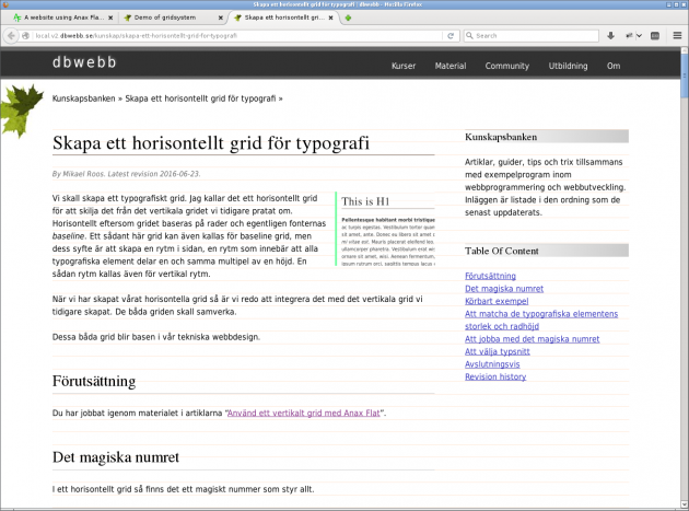 Skapa en grundtypografi som matchar ett horisontellt grid.