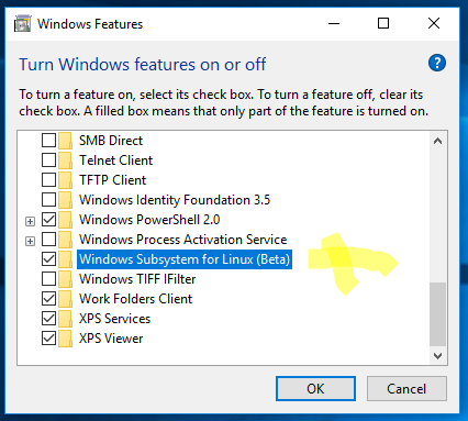 Sätt på Windows Subsystem för Linux.