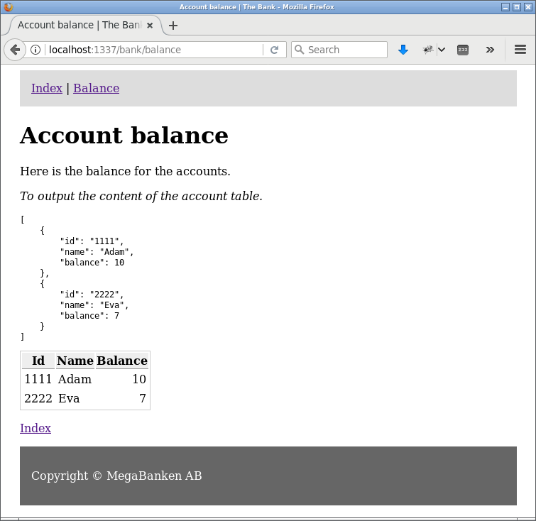 Utskrift av ett resultset i en formatterad JSON.
