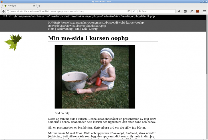Mallen för me-sidan i oophp.