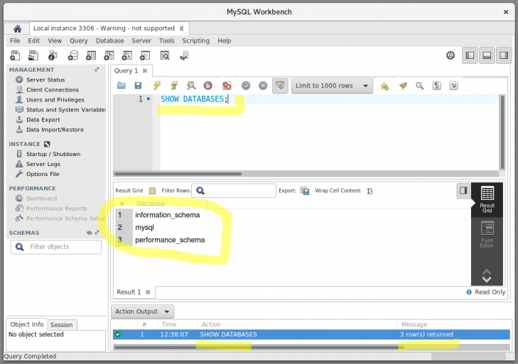 Nu fungerar både Workbench och MySQL databasserver.