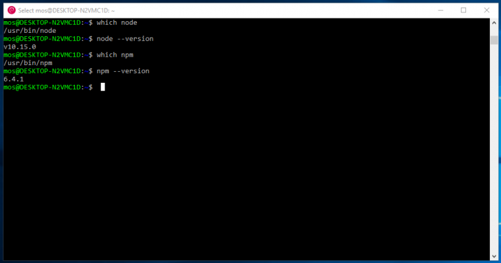 Nu fungerar Node och npm i WSL.
