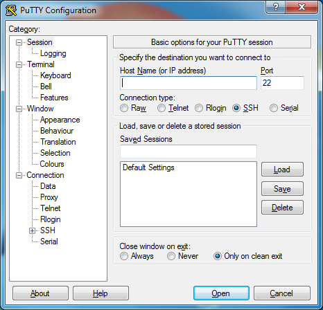 Start-up för PuTTY