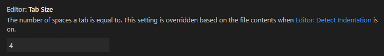 Använd 4 mellanslag för att ersätta en tab.