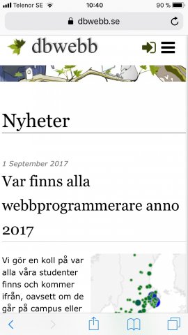 Meny längst ner på iOS.