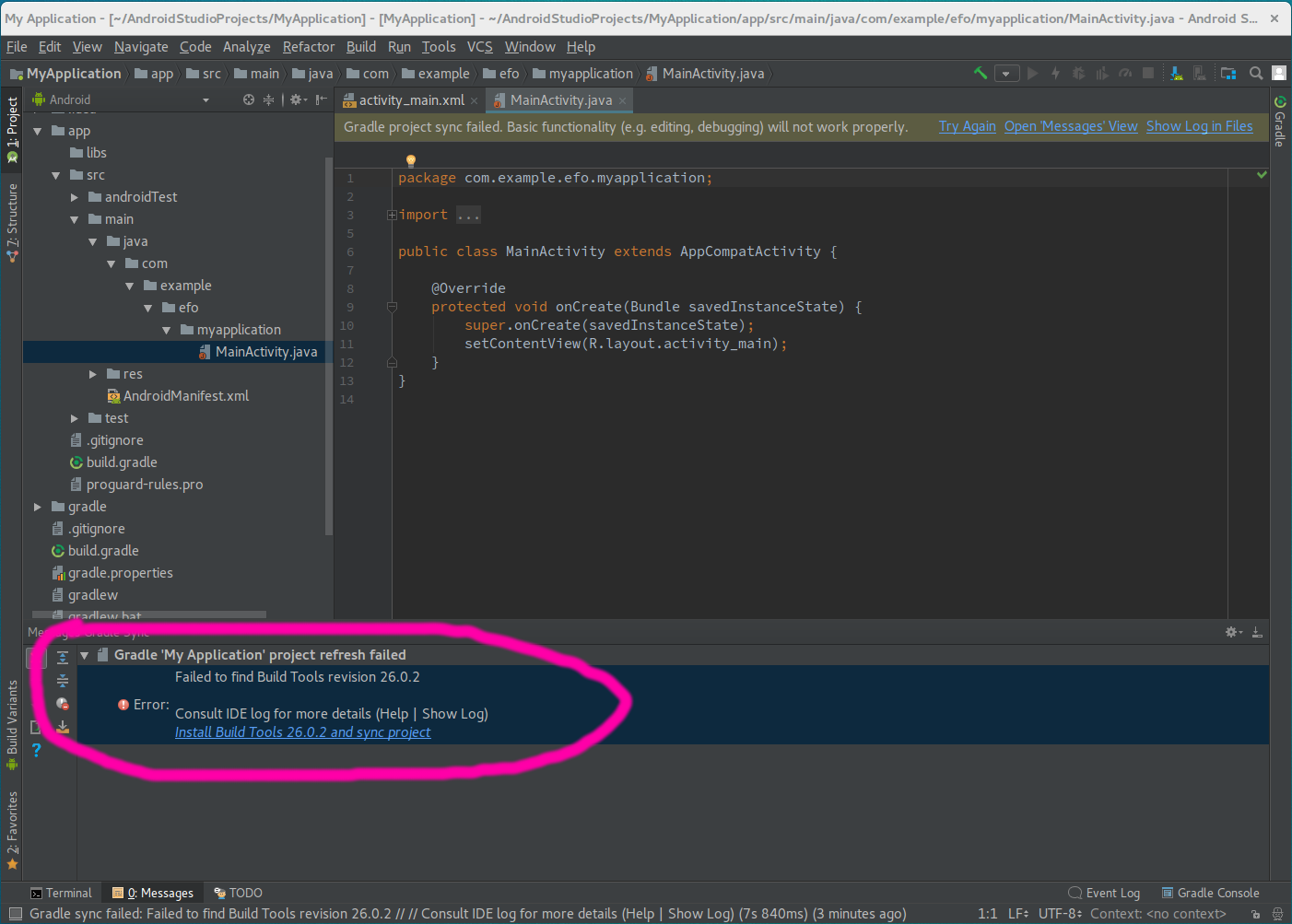 Android Studio byggverktygen.