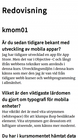 Redovisningstext med typsnitt
