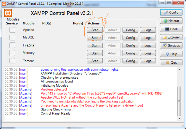 Starta Apache webbserver.